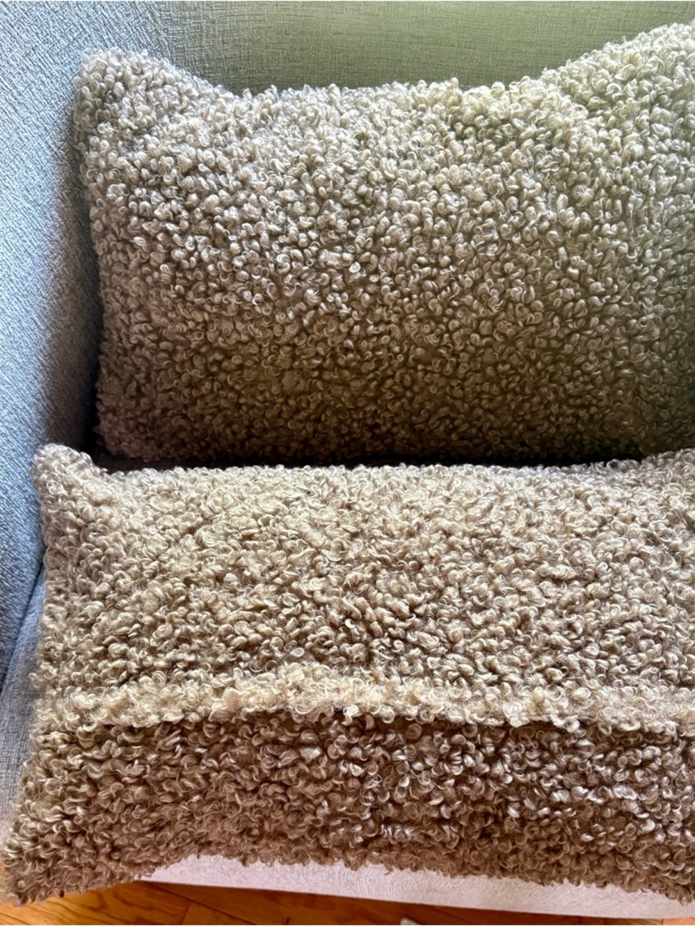 Cozy Taupe/Khaki Teddy Throw Pillow Covers - Set of 2 - Picture 2 of 2